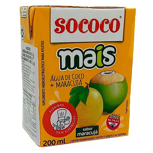 AGUA DE COCO CON SABOR A MARACUYÁ LIBRE DE GLUTEN 200 ML.